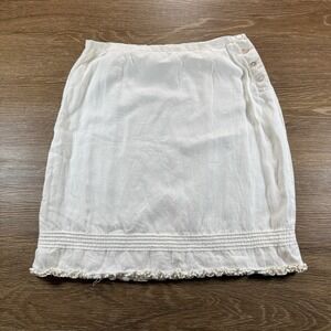 Vintage Y2K GAP Women's Linen Skirt White Side Button Knee Length Size 4